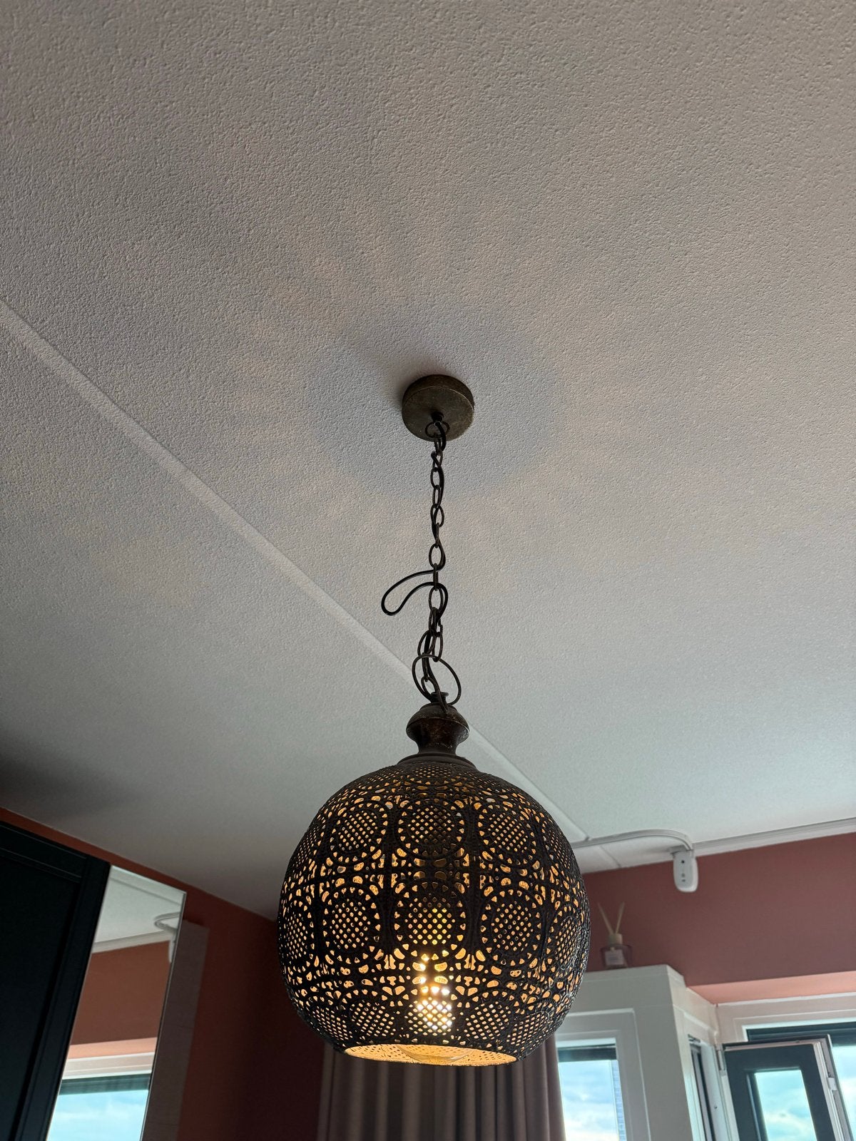 Prachtige Marokkaanse hanglamp - Oosterse sfeer, Ophalen of Verzenden, Zo goed als nieuw, Metaal, E27 (groot)