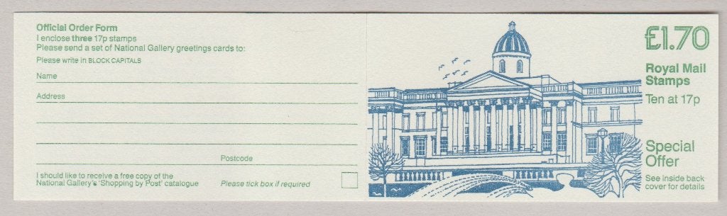 GB 1986 £ 1.70 Booklet SG FT6B Cyl. B21 National Gallery **, Verzenden, Postfris