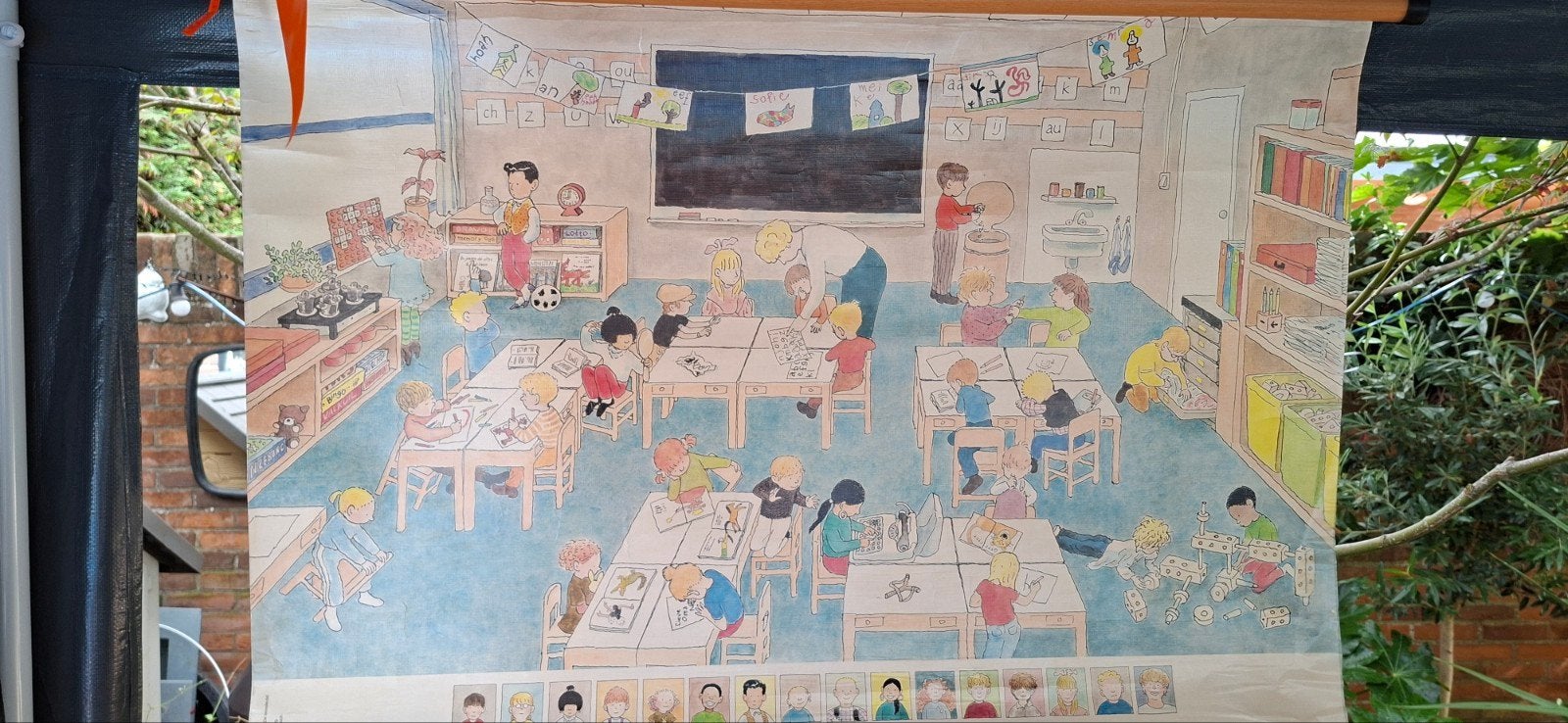 Vintage schoolplaat De leessleutel Malmberg Tjong Khing, Ophalen of Verzenden