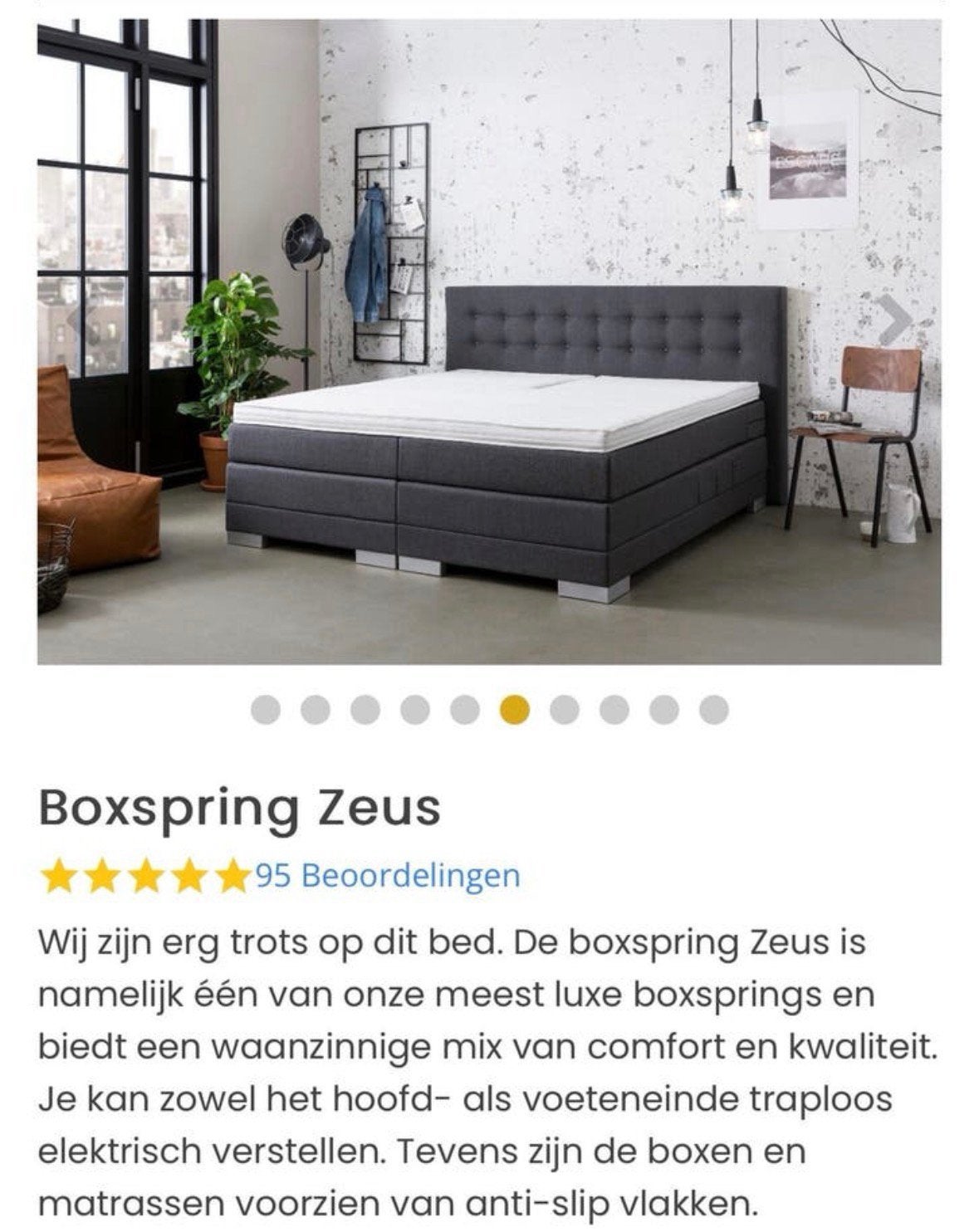 Elektrische Boxspring Zeus 160x200, Ophalen, Tweepersoons, Zo goed als nieuw, 200 cm