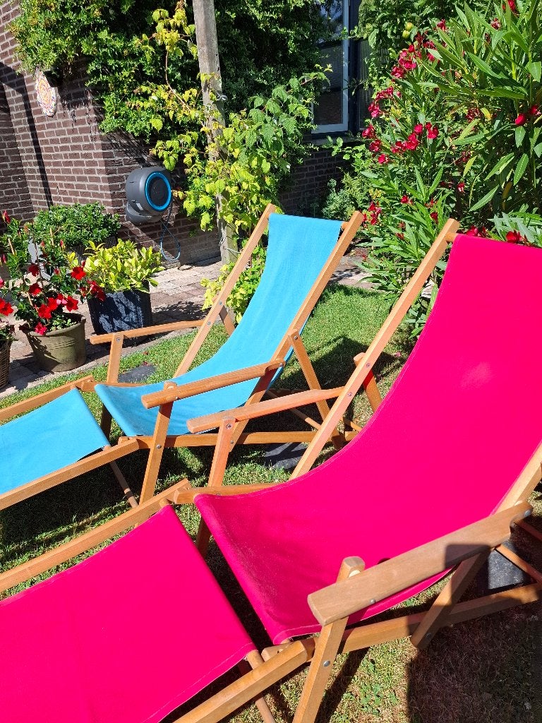 Strandstoel, Ophalen, Zo goed als nieuw, Hout, Inklapbaar