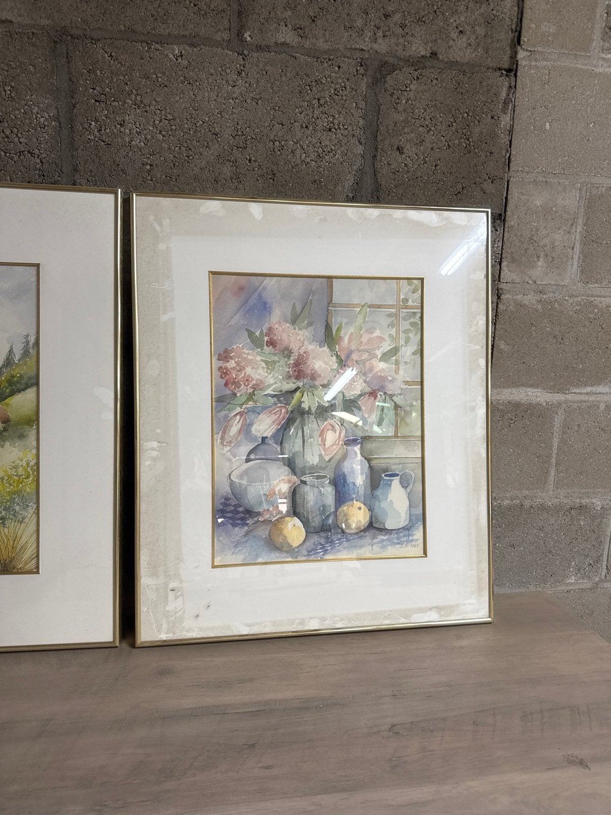 Set van 2 Aquarellen: Landschap en Stilleven.Piet Simons., Ophalen, Realistisch, Landschap, Aquarel