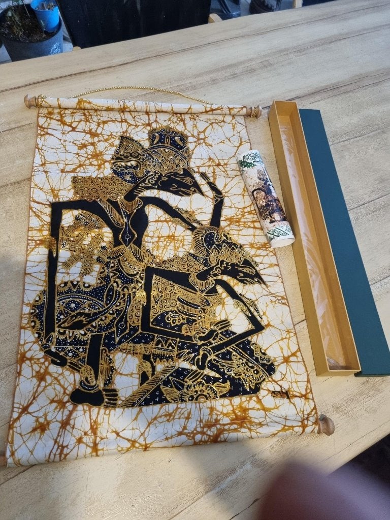 wayang schild indonesie, Antiek en Kunst, Wanddecoratie, Textiel, 70 cm, Ophalen of Verzenden