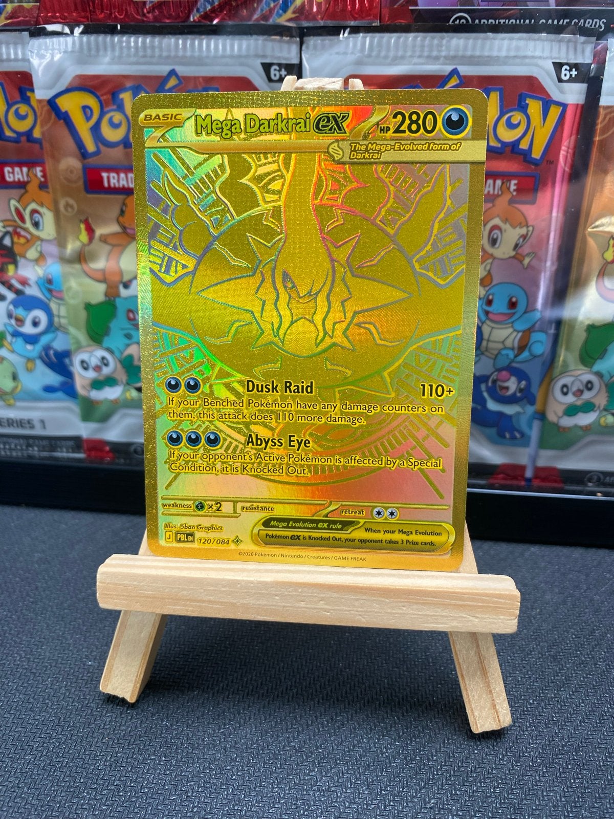 Mega Darkrai EX Gold Card Ultra Rare Pokémon, Hobby en Vrije tijd, Verzamelkaartspellen | Pokémon, Ophalen, Gebruikt, Losse kaart