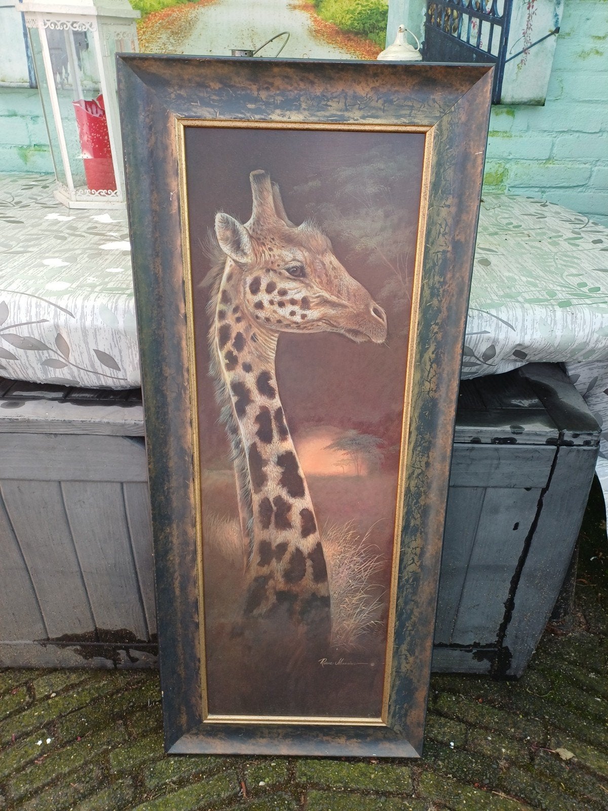 Groot Schilderij Giraf , Ruanne Manning, Huis en Inrichting, Woonaccessoires | Kamerschermen, Ophalen