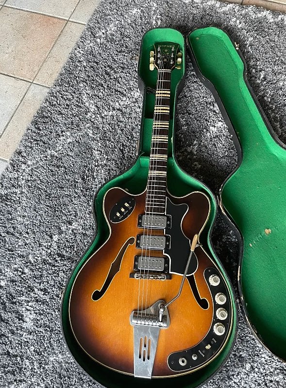 Hofner 4575 Verithin model uit 1965 met originele case, Ophalen, Gebruikt, Semi-solid body, Overige merken