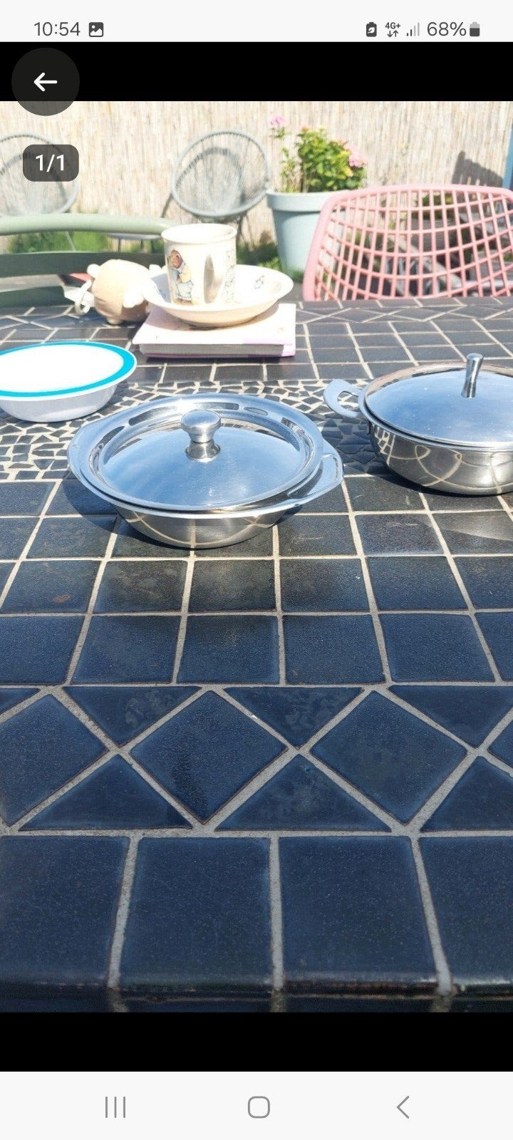 RVS serveerschalen met deksel - Set van 2, Gebruikt, Los bestek, Ophalen of Verzenden, Rvs of Chroom