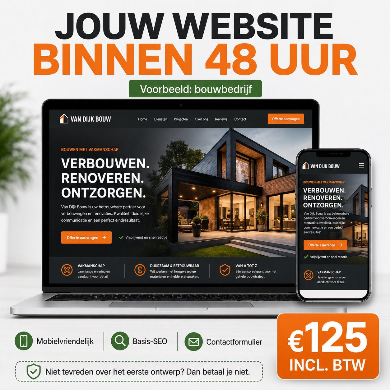 Complete Website binnen 48 uur + SEO – €50 incl. btw, Diensten en Vakmensen, Webdesigners en Hosting, Webdesign