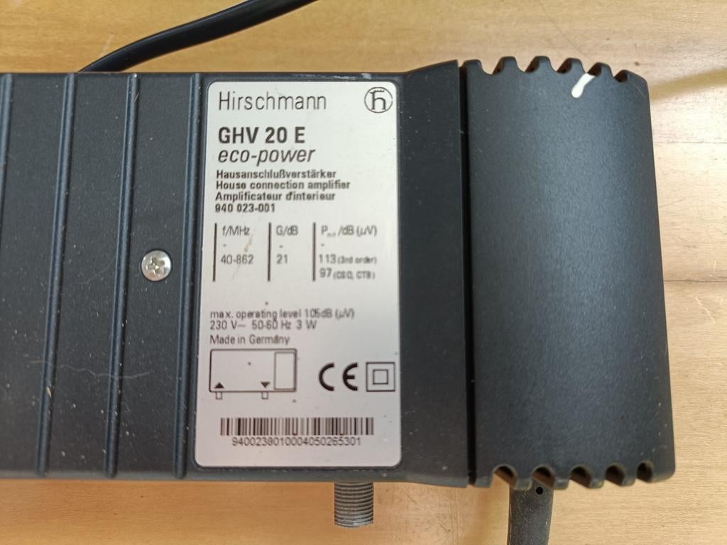 Hirschmann GHV 20 E Coax Extender Versterker, Ophalen of Verzenden, Gebruikt, Overige kabels