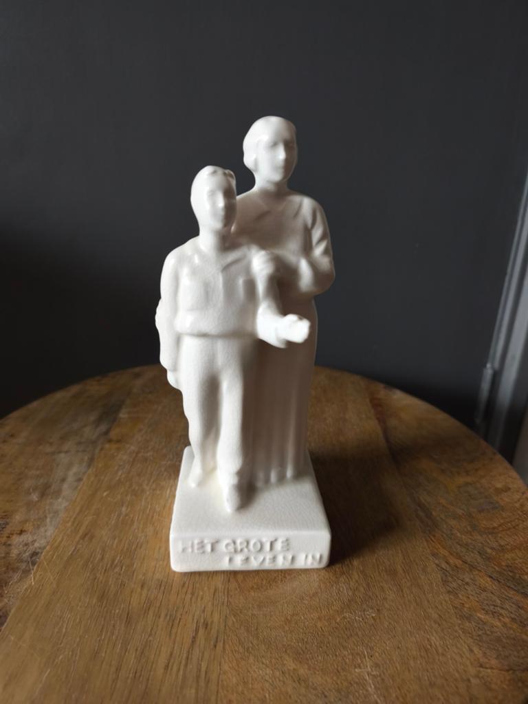 Gouda Plateel beeldje 'Het Grote Leven In' van Etha Lempke, Ophalen of Verzenden