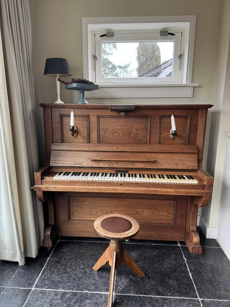 Antieke piano Fr. Schmidt Berlin, Muziek en Instrumenten, Ophalen, Gebruikt, Bruin, Piano