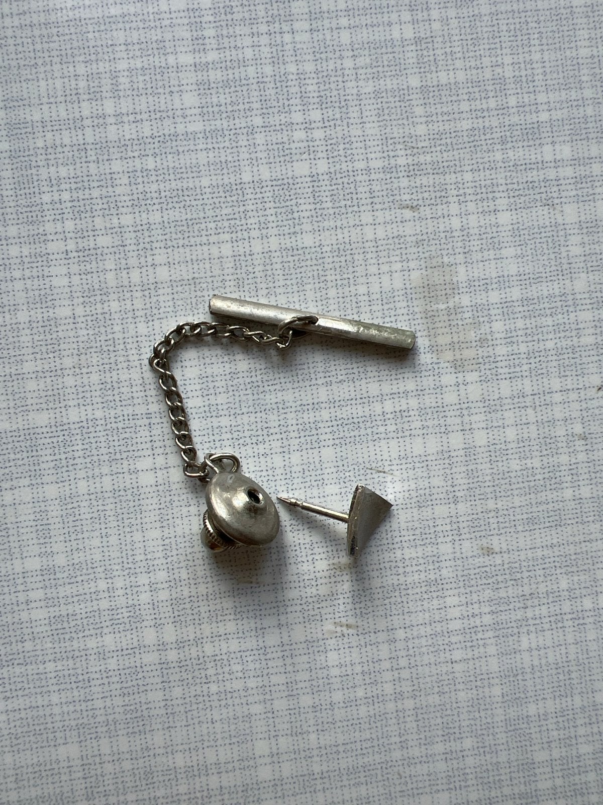 Vintage Zilveren Tie Pin met Ketting - 925 Sterling, Ophalen of Verzenden, Gebruikt, Zilver