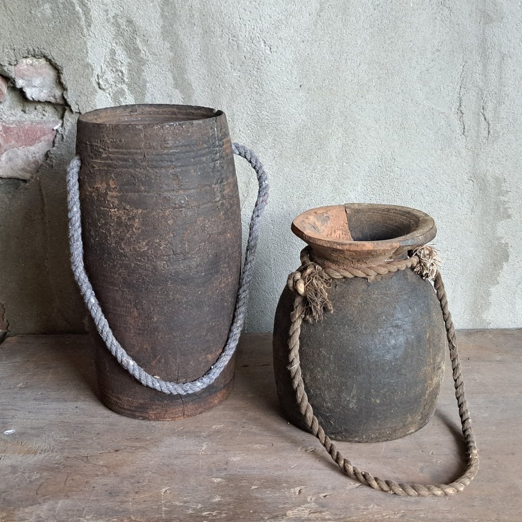 1x Sober landelijk houten potje kruikje met touw *Etage3*, Gebruikt, ., Ophalen of Verzenden, .