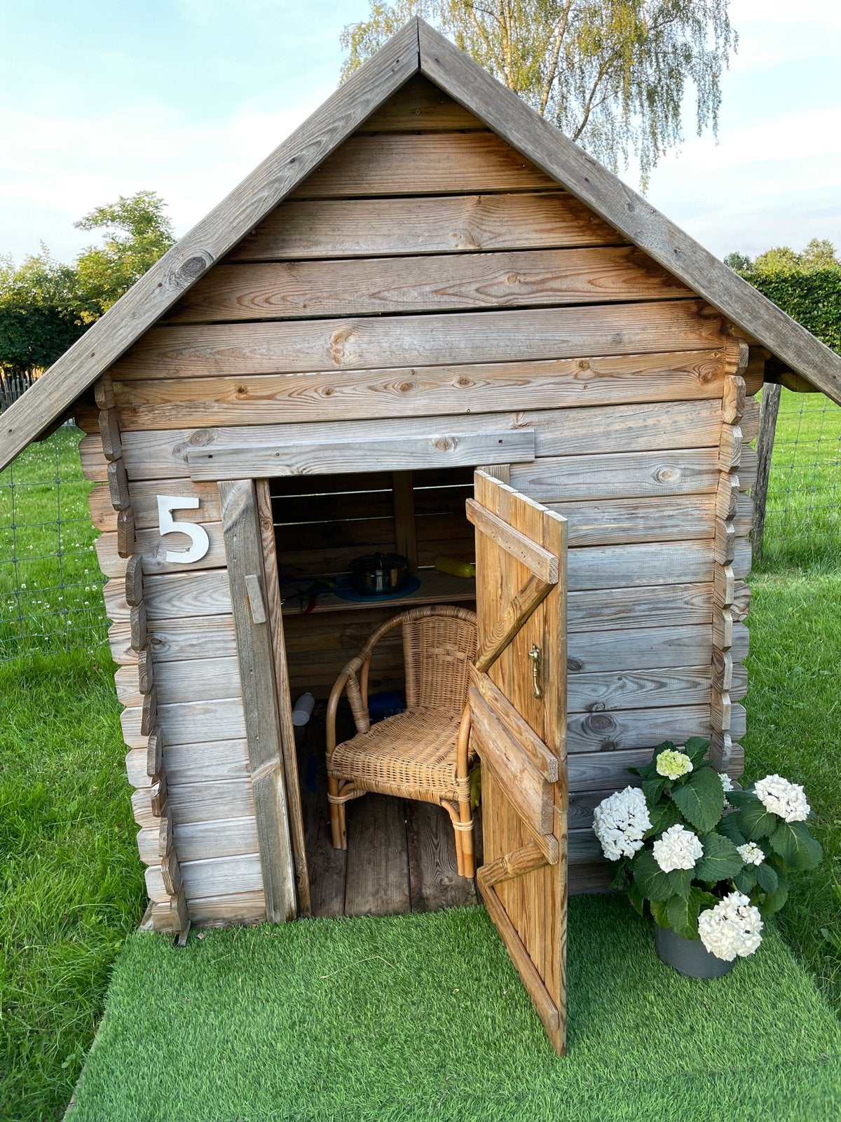 Prestige Garden Speelhuisje met vloer en speelgras, Ophalen, Gebruikt, Hout