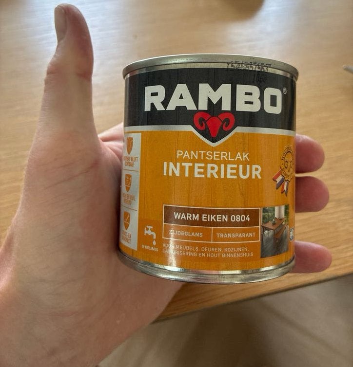 Rambo pantserlak interieur Warm Eiken 0.25L (bijna vol), Ophalen, Bruin, Zo goed als nieuw, Lak