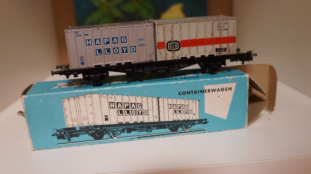 Märklin H0 4664 Containerwagen DB / Hapag-Lloyd in OVP, Wisselstroom, Gebruikt, Wagon, Ophalen of Verzenden