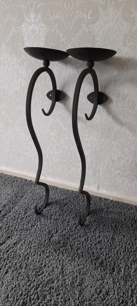 Twee wand kaars kandelaars, Huis en Inrichting, Woonaccessoires | Kandelaars en Kaarsen, Ophalen, Metaal