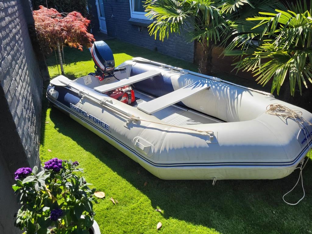 Hydro-Force Opblaasboot met 8pk Yamaha Buitenboordmotor, Gebruikt, Benzine, Minder dan 70 pk, Overige materialen