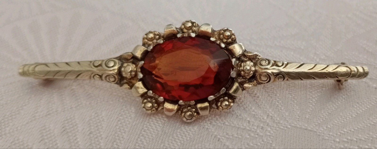 Antiek Zilver Broche met Facet Geslepen Heldere Amber, Sieraden, Tassen en Uiterlijk, Antieke sieraden, Ophalen of Verzenden, Zilver