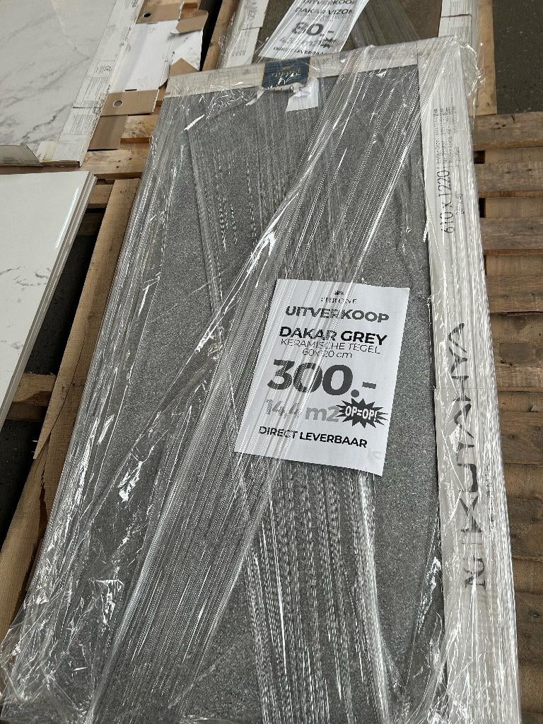 UITVERKOOP | Vloer/wandtegel 60x120cm |14,4m2 | Dakar grey, 60 cm of meer, Nieuw, Ophalen of Verzenden, 10 m² of meer