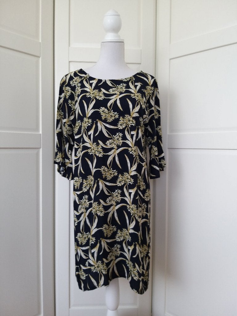 20to zgan zwarte crêpe floral bloemen tuniek, maat L, Kleding | Dames, 20to, Zwart, Maat 42/44 (L), Ophalen of Verzenden