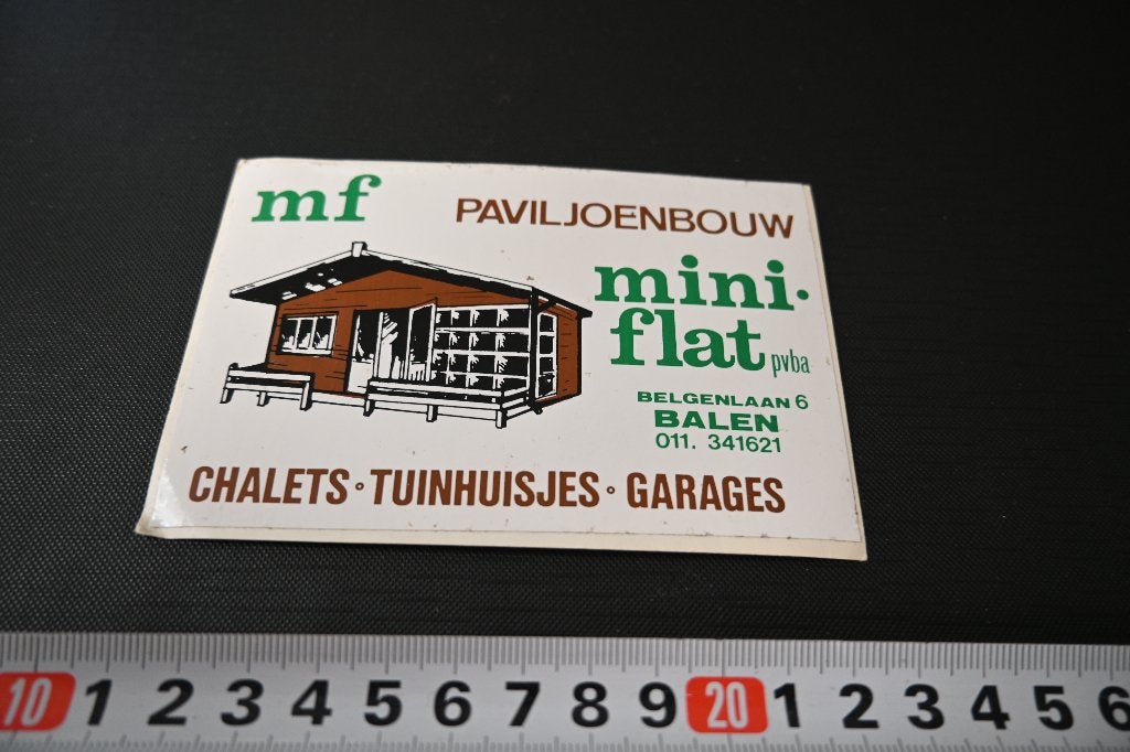 sticker belgië balen mf paviljoenbouw mini-flat chalets, Ophalen of Verzenden, Zo goed als nieuw