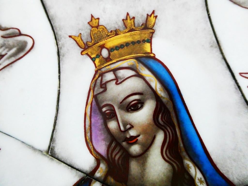Opaline Icoon Maria kindje Jezus wtte duiven Gebr. Paridon, Antiek en Kunst, Antiek | Religie, Ophalen of Verzenden