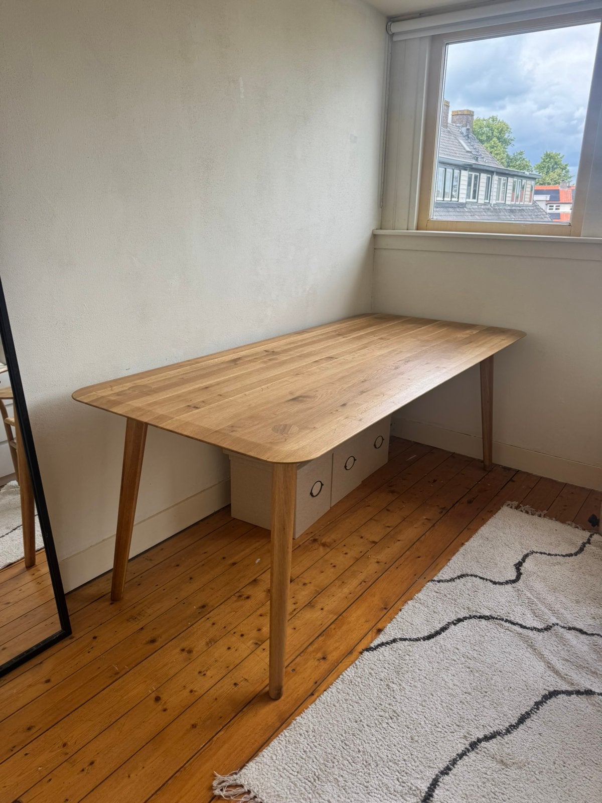 Eikenhouten eettafel van Sav & Okse geolied, Ophalen, Gebruikt, Eikenhout, 200 cm of meer