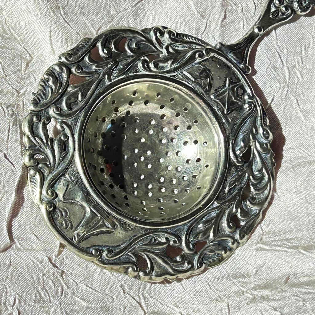 Verzilverd theezeefje met schip, 15 cm, Antiek en Kunst, Ophalen of Verzenden