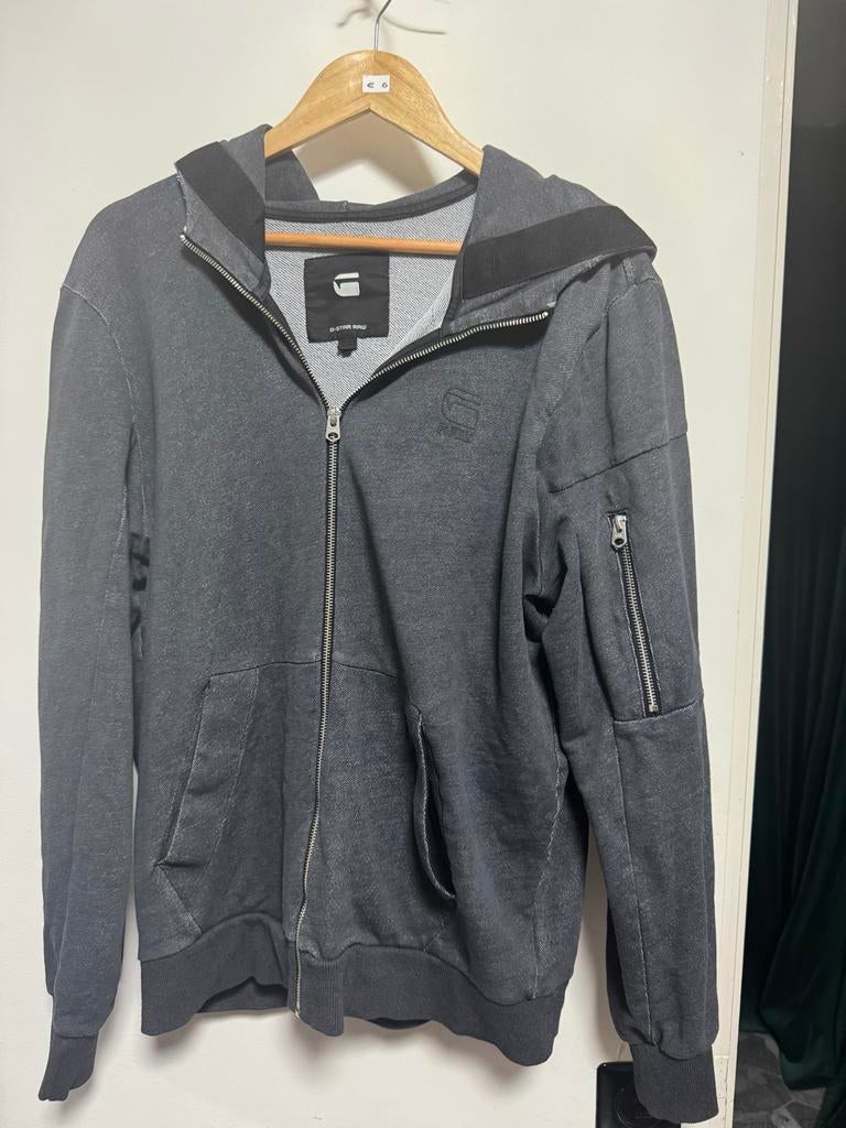 G-Star RAW hoodie met rits - Maat L, Ophalen of Verzenden, Gedragen, Maat 52/54 (L), Grijs