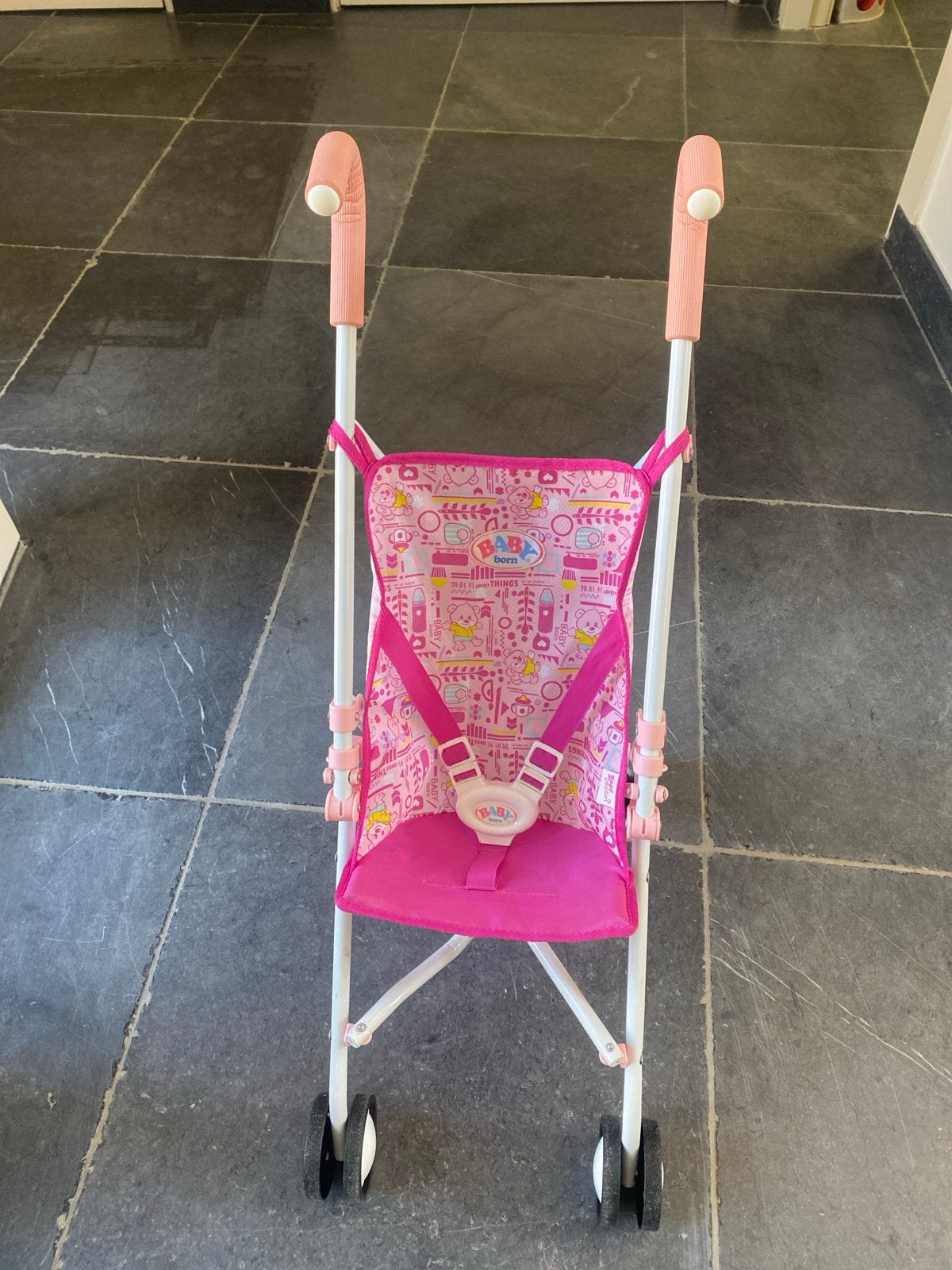 Baby Born poppenwagen - roze paraplu buggy, Kinderen en Baby's, Speelgoed | Poppen, Ophalen, Gebruikt, Babypop
