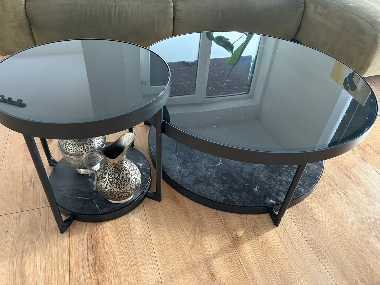IKEA Gladom salontafels set van 2, zwart, Ophalen, Minder dan 45 cm, Gebruikt, Metaal of Aluminium
