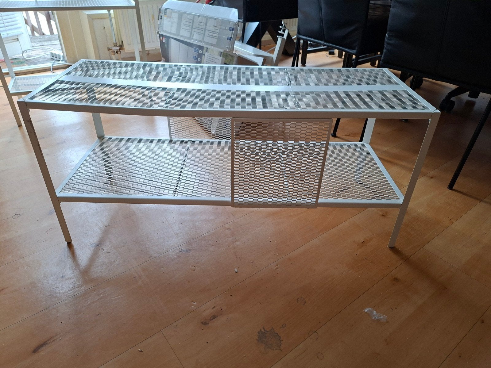 Witte IKEA Baggebo TV-meubel / Salontafel, Ophalen, Gebruikt, 100 tot 150 cm, Modern, Industrieel