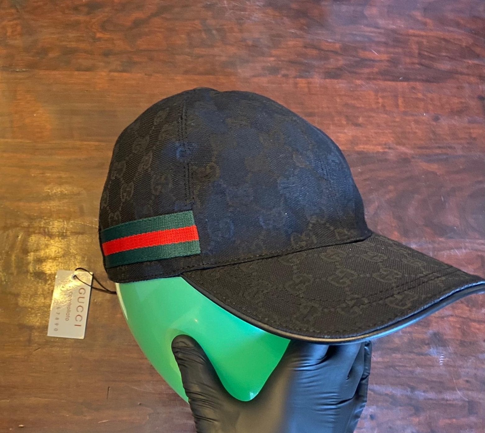 Gucci Pet met GG-patroon en Webdetail - Zwart, Kleding | Heren, Hoeden en Petten, Ophalen of Verzenden, Nieuw, One size fits all