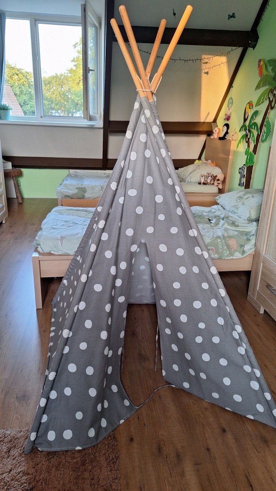 Grijs wit gestipte tipi tent, Kinderen en Baby's, Ophalen, Zo goed als nieuw