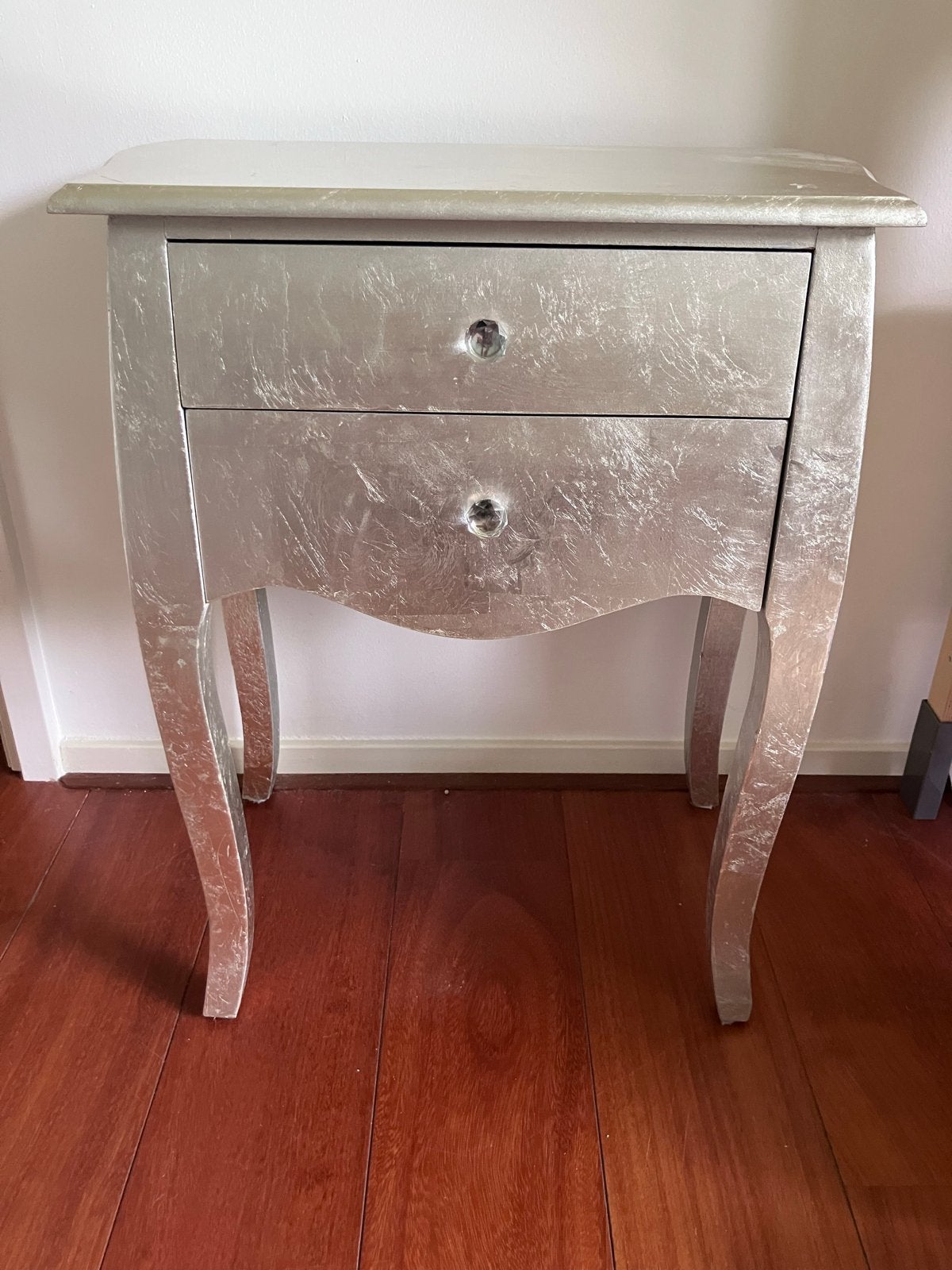 Zilverkleurig kastje met twee lades - 68x57x35cm, Huis en Inrichting, Kasten | Ladekasten, Ophalen, Gebruikt, 1 of 2 laden, 50 tot 100 cm