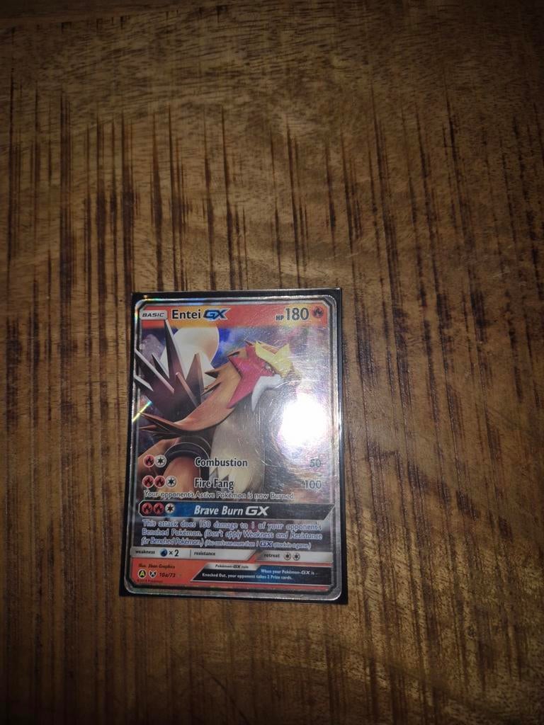 Pokémon Entei GX Kaart - Licht Beschadigd, Ophalen of Verzenden
