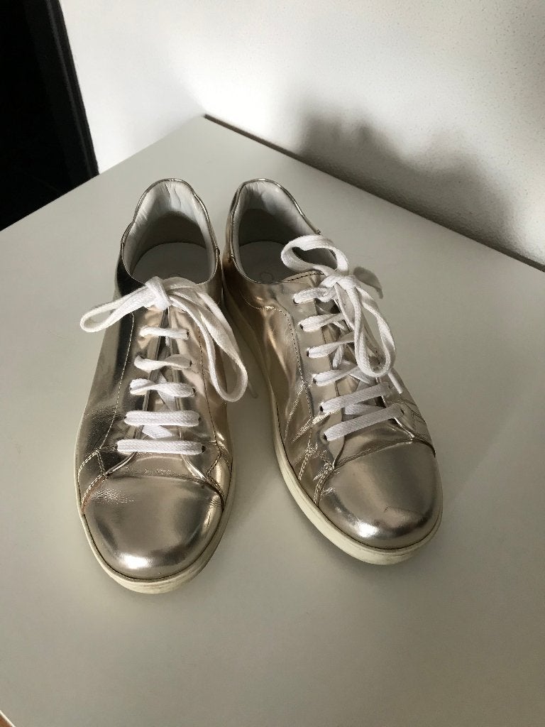COS SNEAKER LEREN ZILVEREN 39, COS, Overige kleuren, Ophalen of Verzenden, Sneakers of Gympen