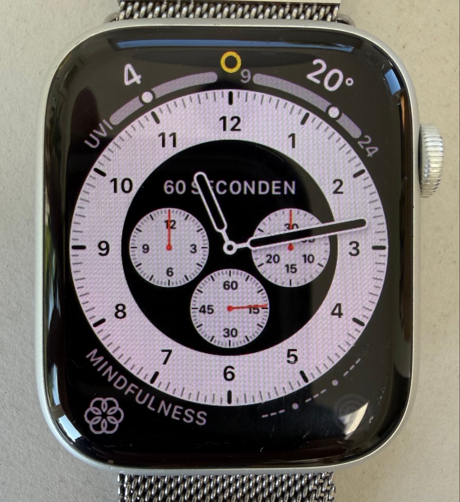 Apple Watch Series 8 aluminium met Milanese band, Sieraden, Tassen en Uiterlijk, Smartwatches, Ophalen, Hartslag, IOS, Zo goed als nieuw