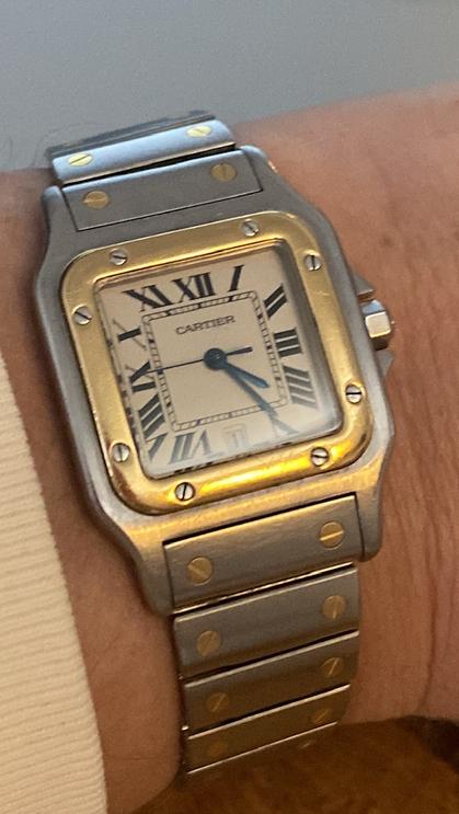 Cartier Santos 187901 full set, Overige merken, Gebruikt, Staal, Polshorloge