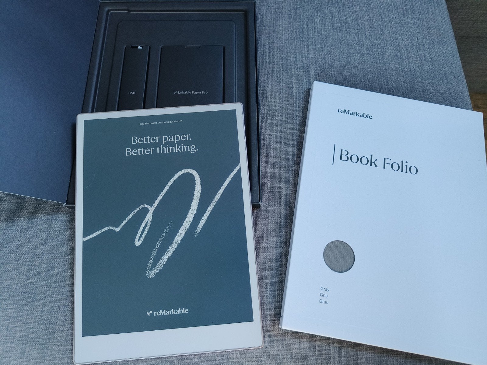 reMarkable Paper Pro met grijze magnetische Book Folio hoes, Computers en Software, Tekentablets, Zo goed als nieuw, Draadloos
