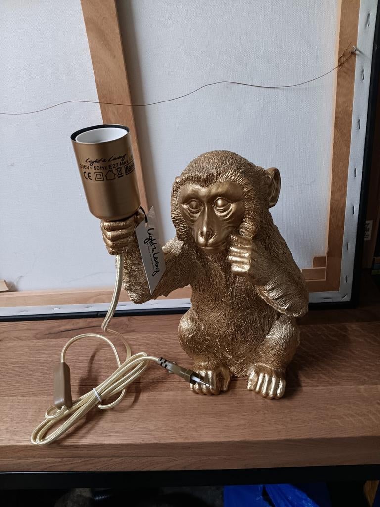 Gouden Apenlamp - Unieke Tafellamp van Light & Living, Ophalen of Verzenden, Zo goed als nieuw, Modern, Eclectisch, Speels