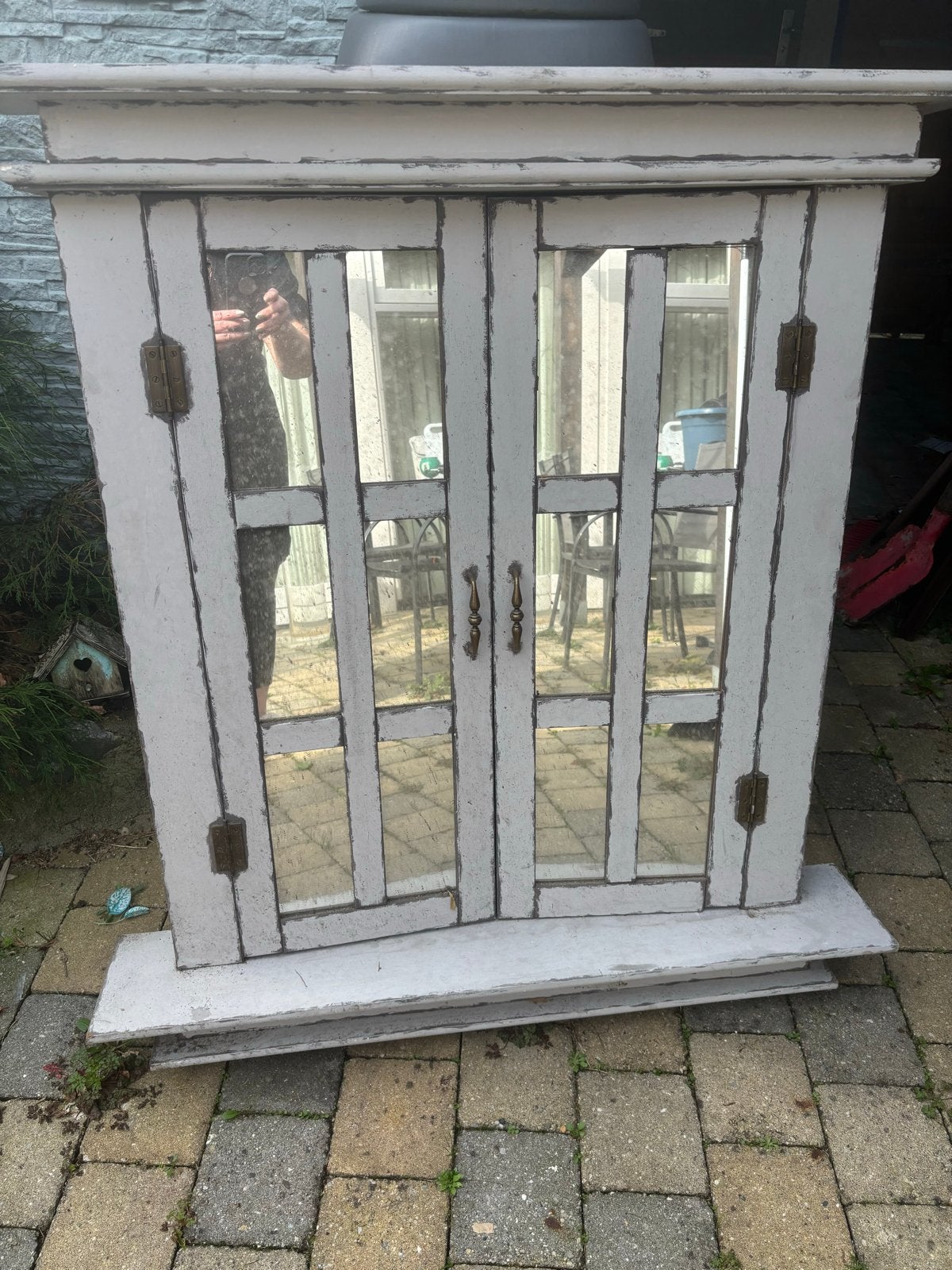 Vintage witte spiegel, Huis en Inrichting, Woonaccessoires | Spiegels, Gebruikt, 75 tot 100 cm, Minder dan 100 cm, Rechthoekig