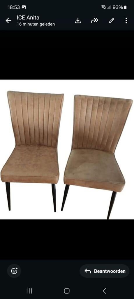 2 Eetkamerstoelen Cognac kleur., Gebruikt, Twee, Bruin, Ophalen of Verzenden