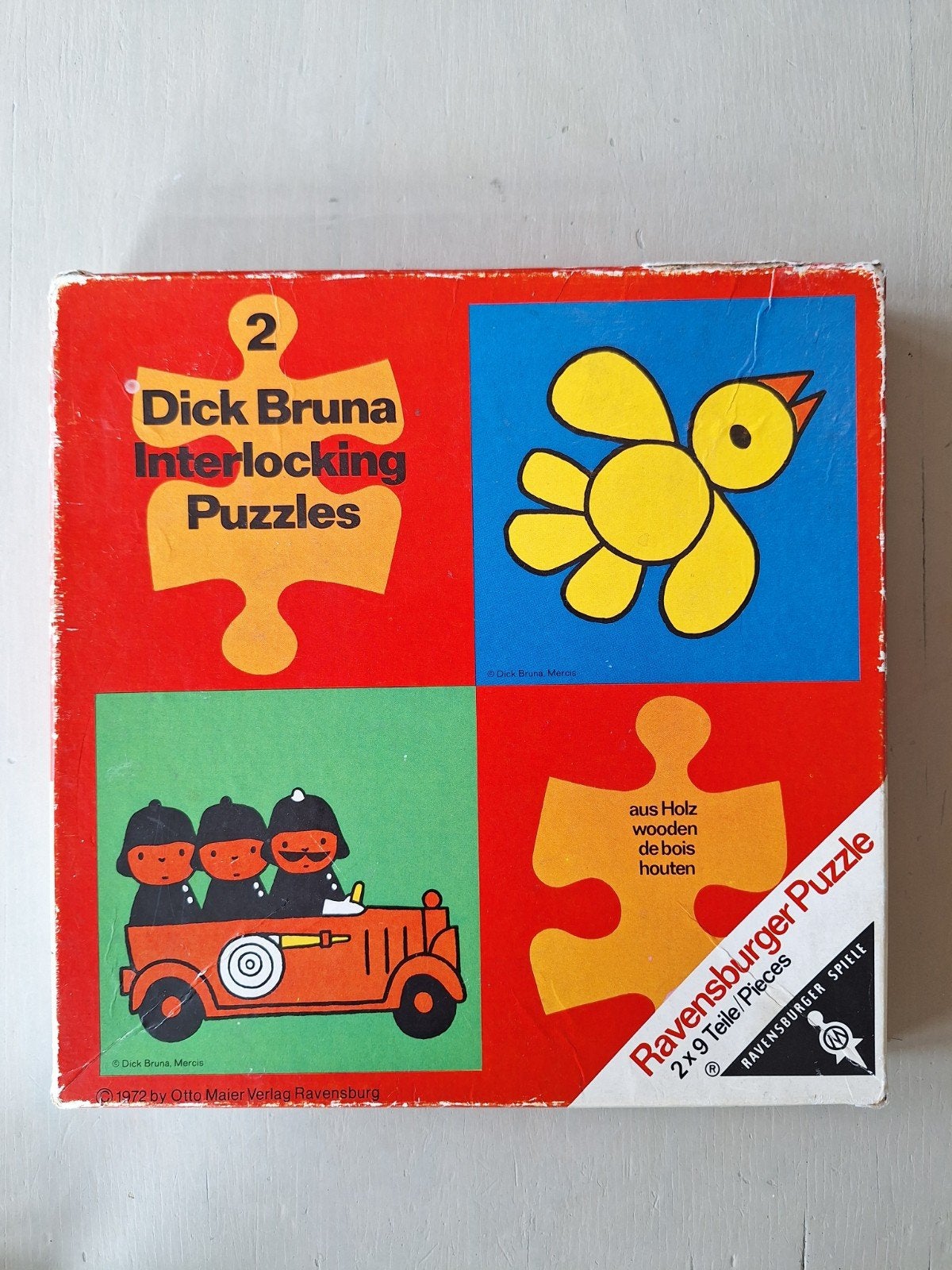 Dick Bruna Puzzel Brandweer en vogel, 2 tot 4 jaar, Gebruikt, Verzenden, Van hout