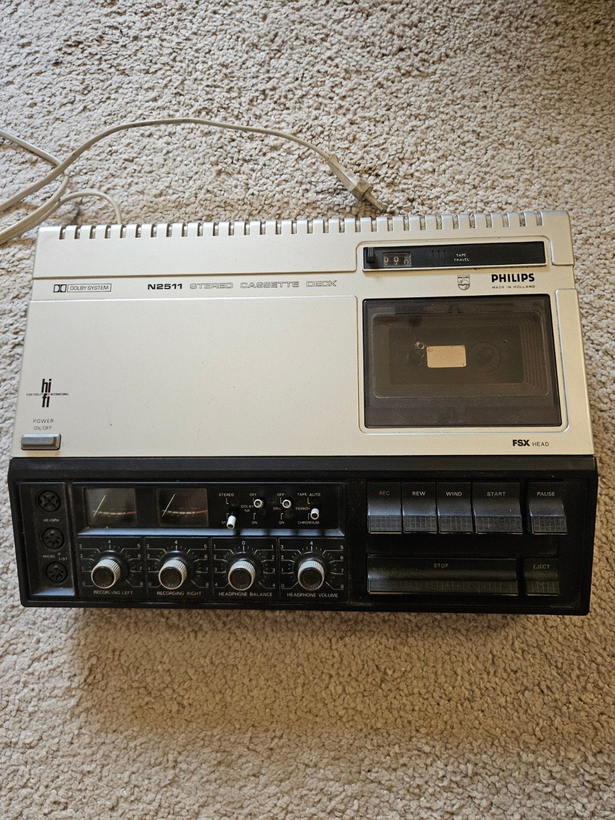 Philips N2511 cassette deck jaren 70, Ophalen of Verzenden, Philips