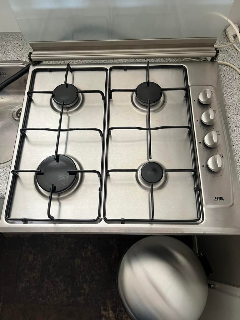 Gas stel rvs, Witgoed en Apparatuur, Kookplaten, Zo goed als nieuw, Gas, Vrijstaand, 4 kookzones