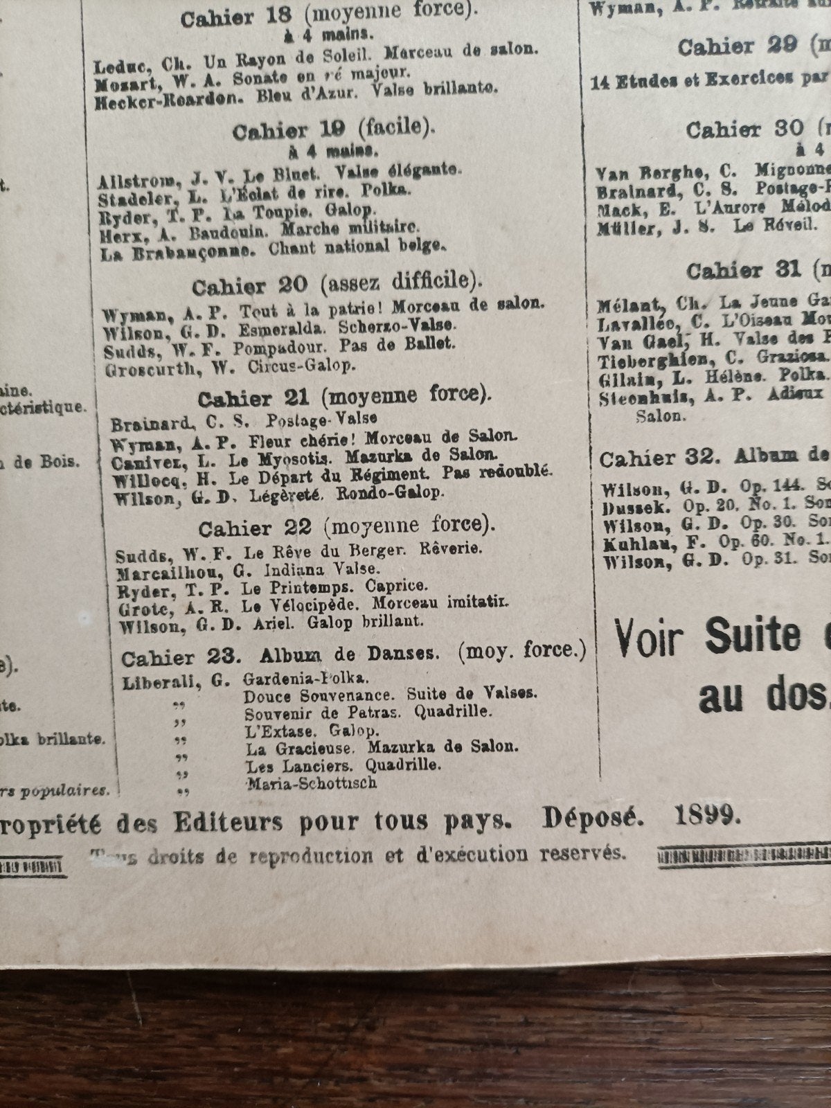 Muziek noten krantje uit Frankrijk uit 1899 brocante antiek, Ophalen of Verzenden