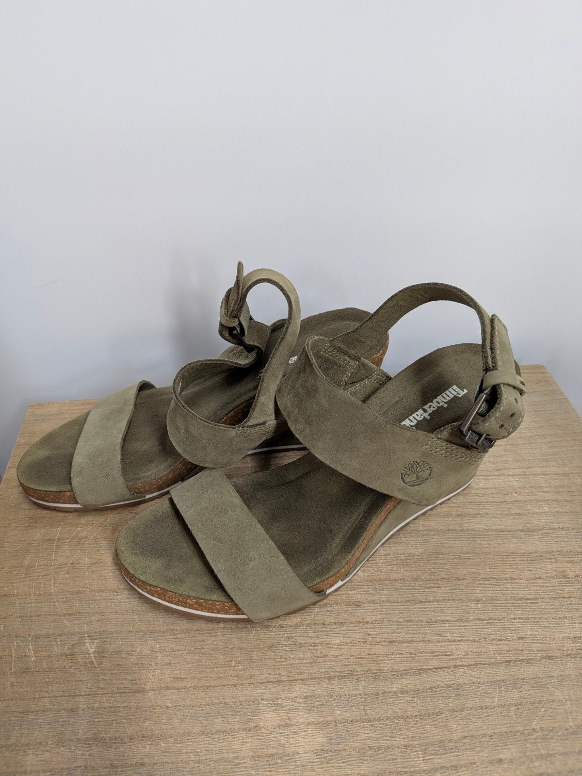 Timberland sleehak sandalen maat 39 donkergroen, Timberland, Zo goed als nieuw, Timberland, Groen