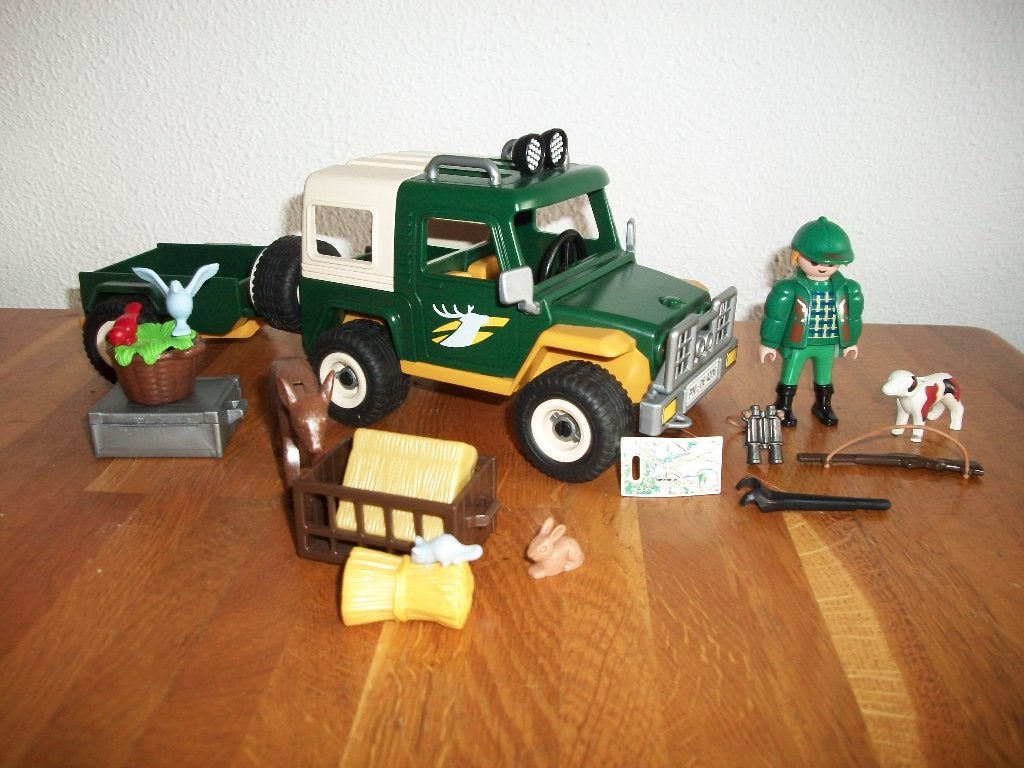 4206 boswachter set / jeep + aanhangertje / bosdiertjes, Wild life, Complete set, Ophalen of Verzenden, Zo goed als nieuw